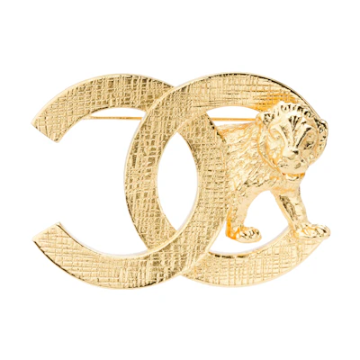 (Women) CHANEL LION Classic Double C Logo Metal Brooch Gold for Women. AB8788B08711NJ355
