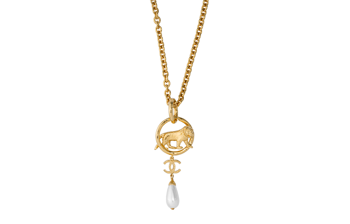 (Women) CHANEL LION Pearl Pendant Long Necklace Metal  Necklace. AB8771-B08712-NJ356 圖 2