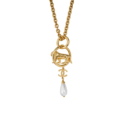 (Women) CHANEL LION Pearl Pendant Long Necklace Metal  Necklace. AB8771-B08712-NJ356 圖 4