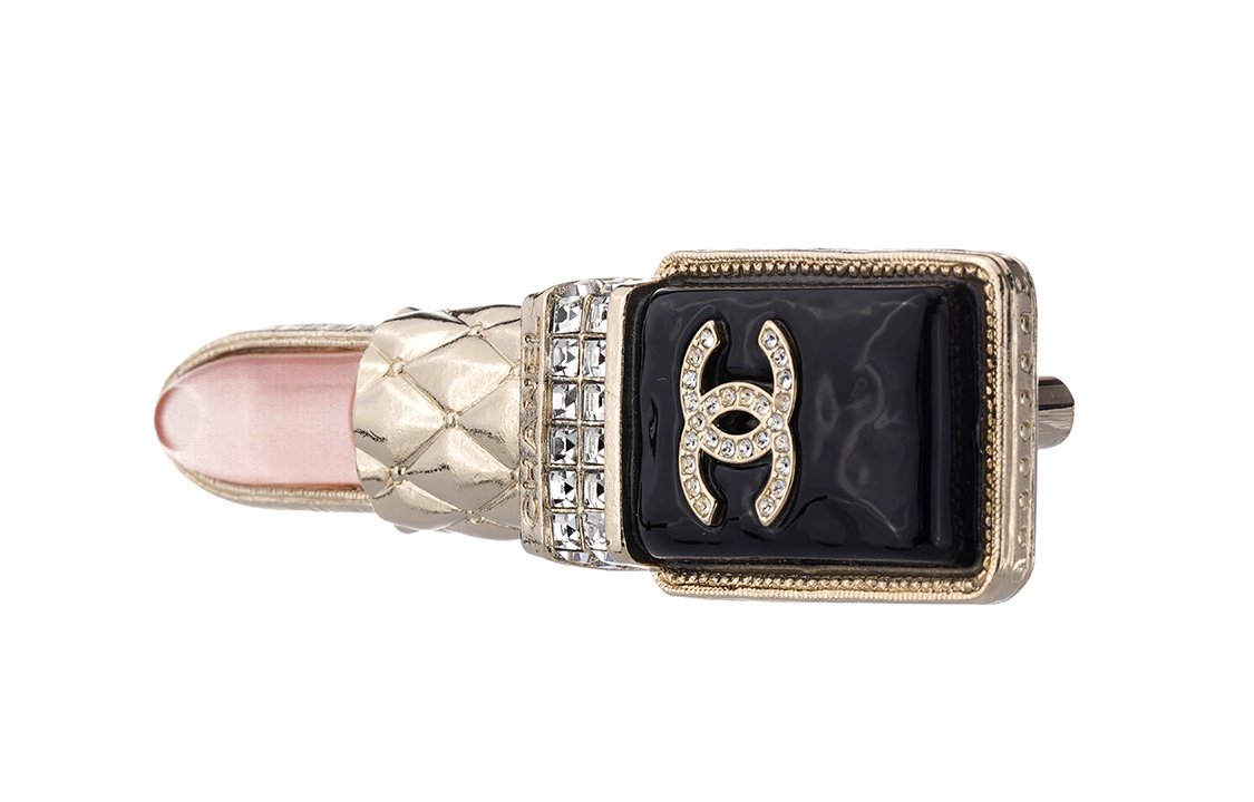 (Women) CHANEL Lipstick Shaped Crystal Brooch for Women - Black/Gold/Pink. AB7677-B07450-NG614 圖 3