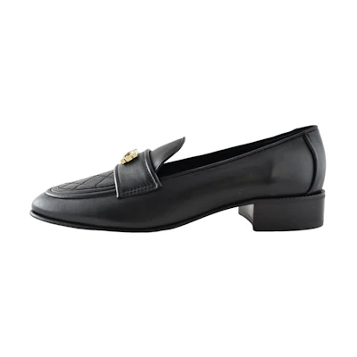 (W) Chanel Loafer Mule 'Black Leather Logo'