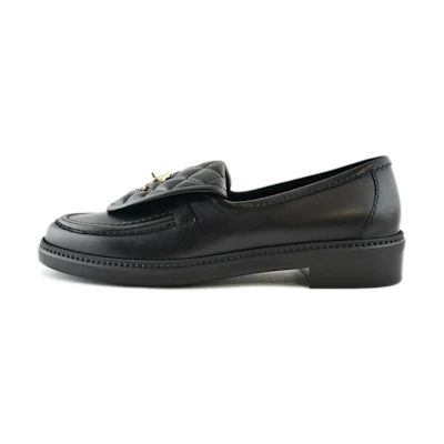 (W) Chanel Loafers 'Black Lambskin Fashion Flat'