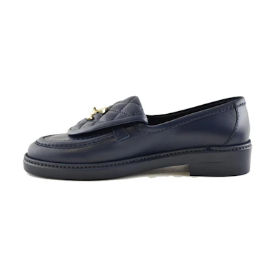 (W) Chanel Loafers 'Dark Navy Lambskin'