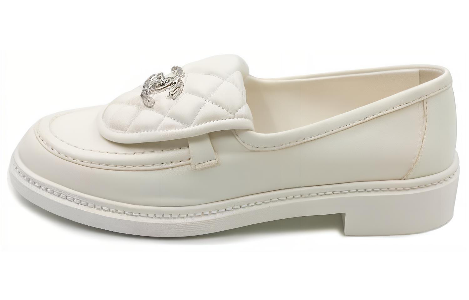 (W) Chanel Loafers 'White Lambskin'