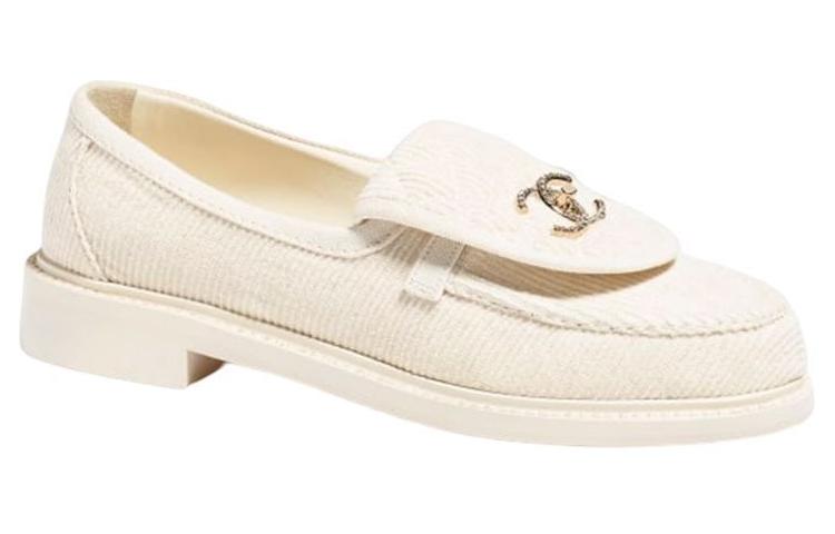 (W) Chanel Loafers Ivory Corduroy 圖 2