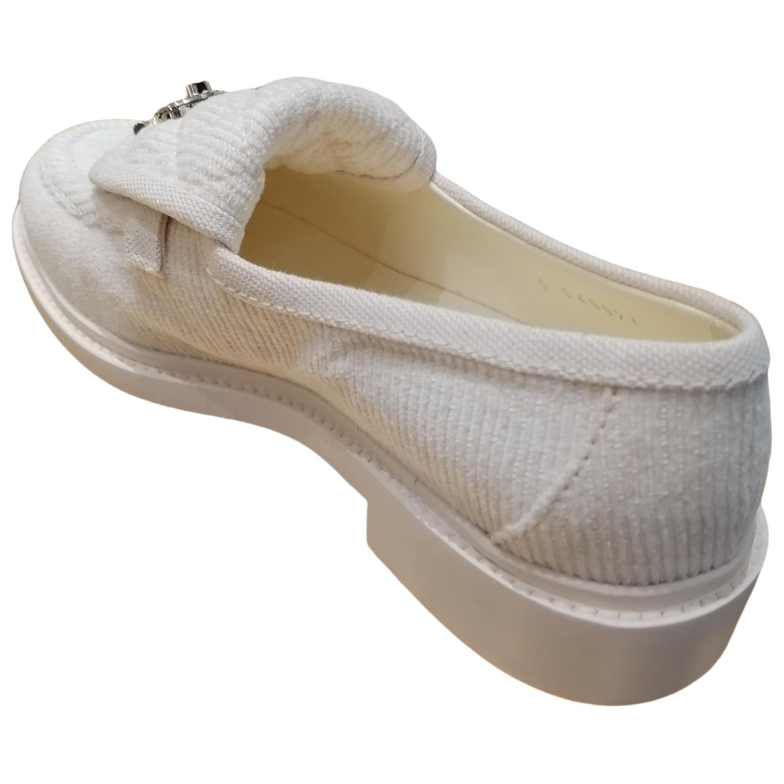 (W) Chanel Loafers Ivory Corduroy 圖 5