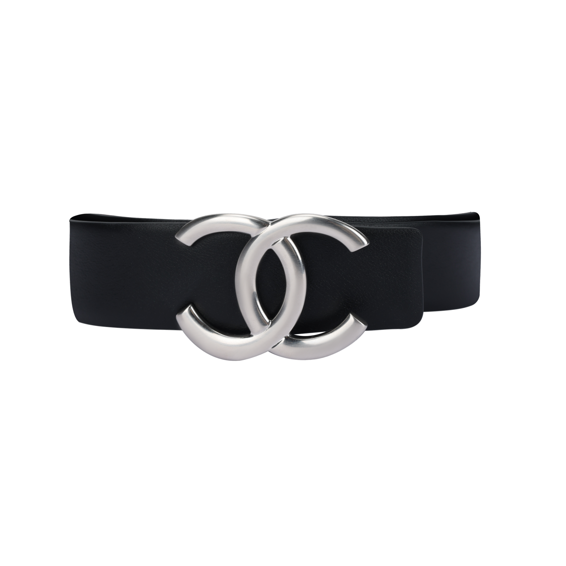 (Women) CHANEL Logo Buckle Black Leather Belt for Women 3CM Width A73462Y10673C4605