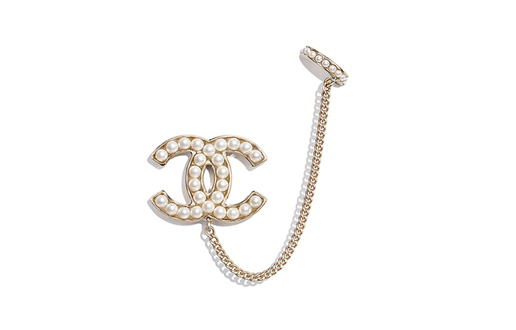 (Women) CHANEL Logo Clip-On Earrings Gold Pearl White AB6109-B04917-NB218