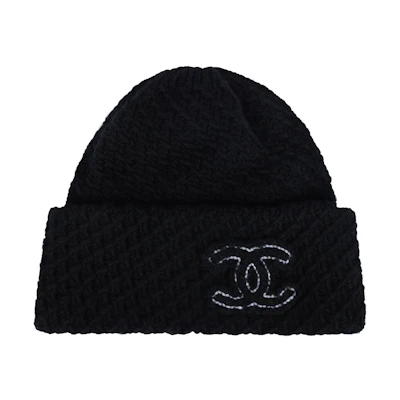 (Women) CHANEL Logo Design Black Cashmere Beanie AAA201B-17040-94305