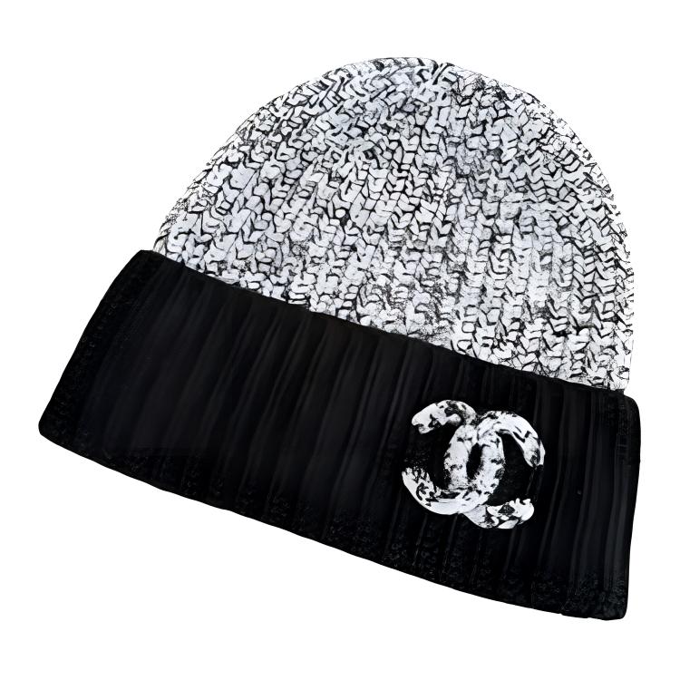 Order (W) CHANEL Topi Beanie Rajut Cashmere Abu-Abu Logo Desain. AAA148B16971NZ054