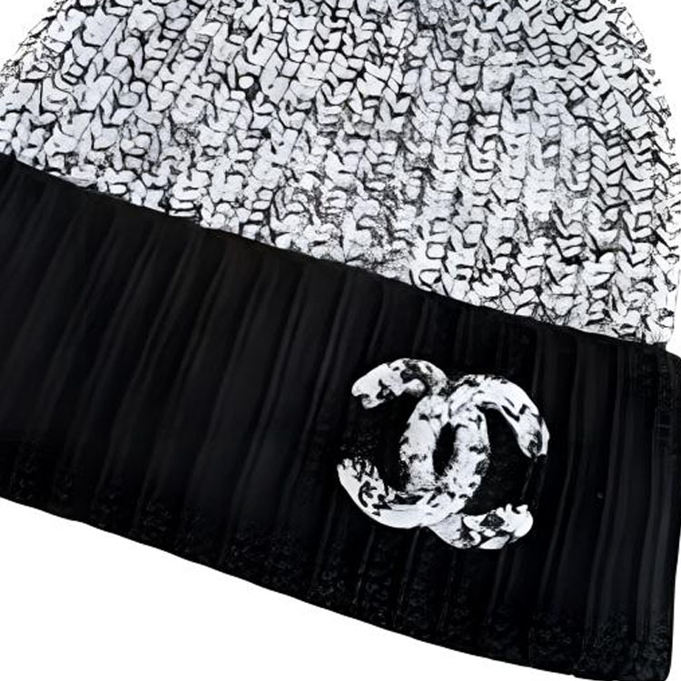 Shop (W) CHANEL Topi Beanie Rajut Cashmere Abu-Abu Logo Desain. AAA148B16971NZ054