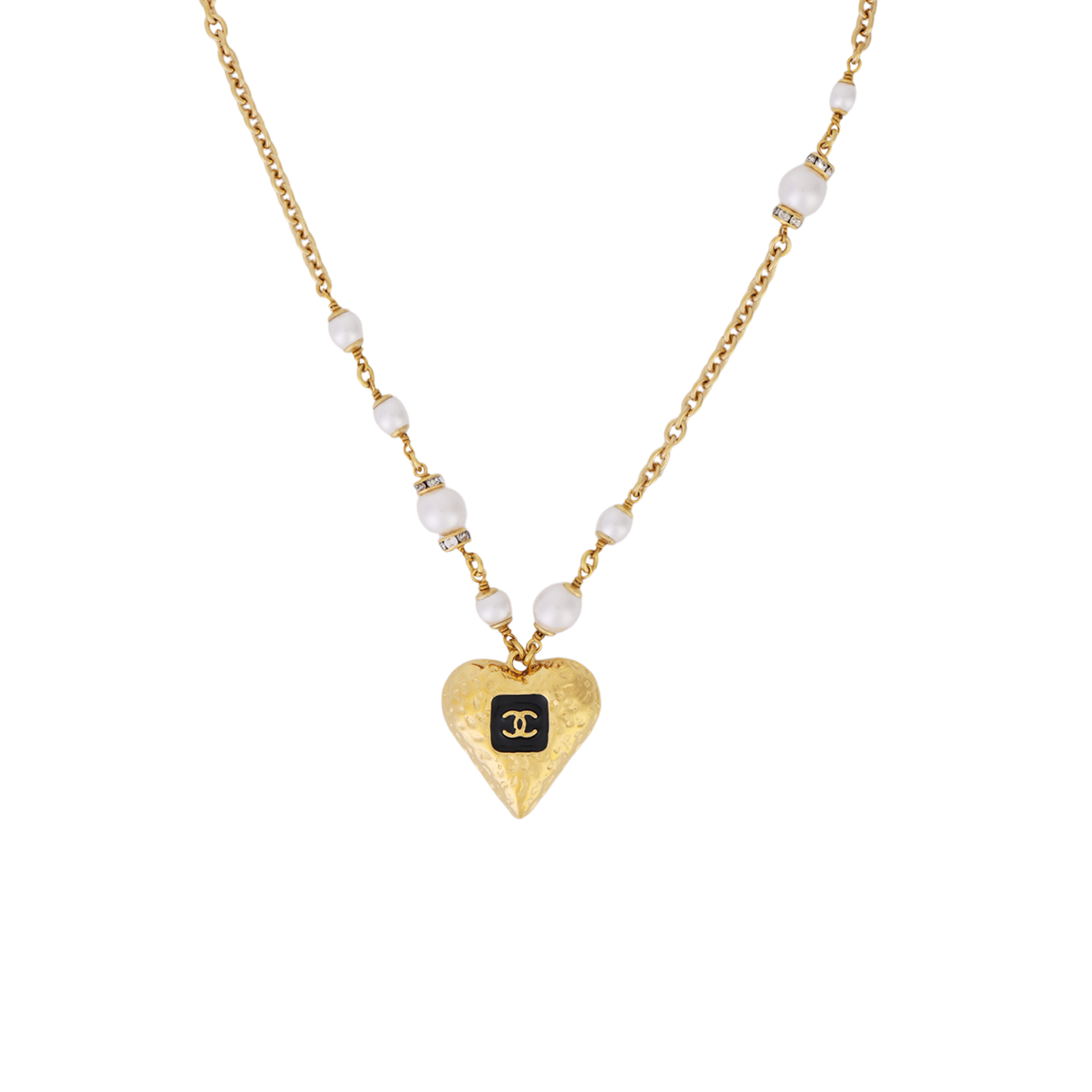 (Women) CHANEL Logo Heart Design Gold-Tone Metal Necklace for Women. ABC235B14766NS749