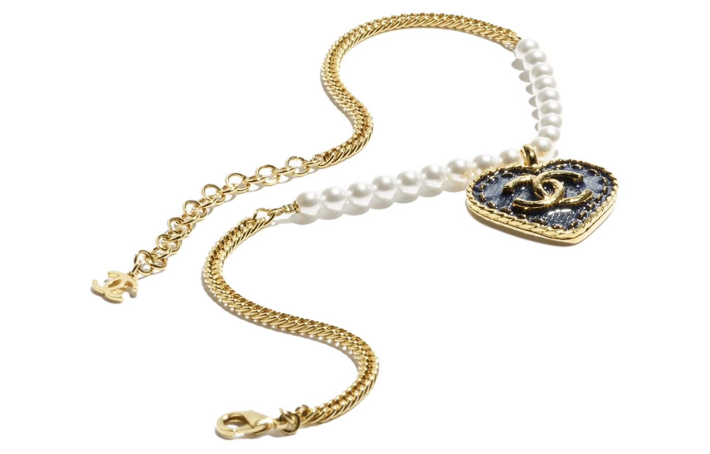 (Women) CHANEL Logo Metal Faux Pearl Necklace for Women - Gold. ABC710-B15374-NU455 圖 3