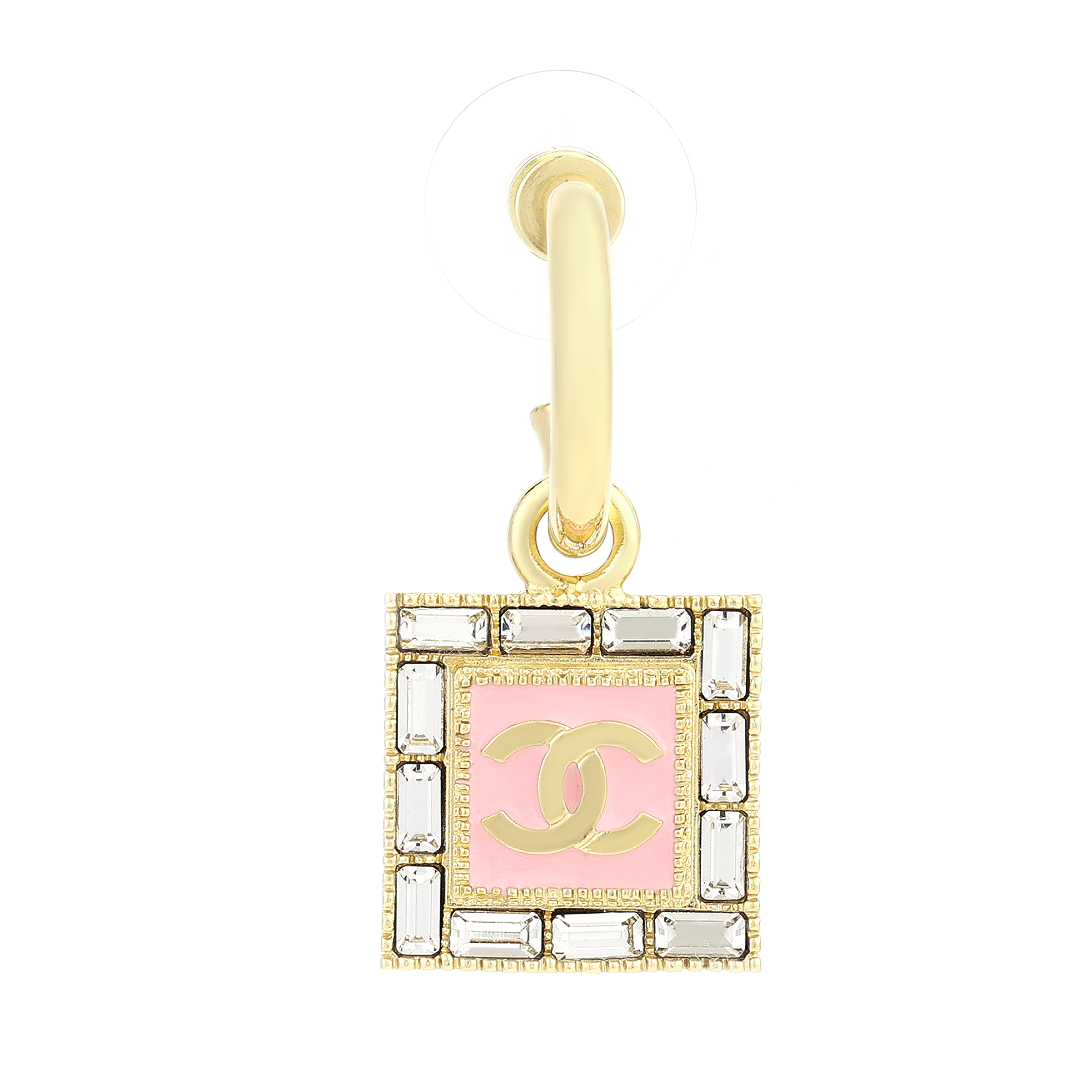 (Women) CHANEL Logo Metal Resin Rhinestone Earrings for Women - Pink. ABD172-B16633-NY050