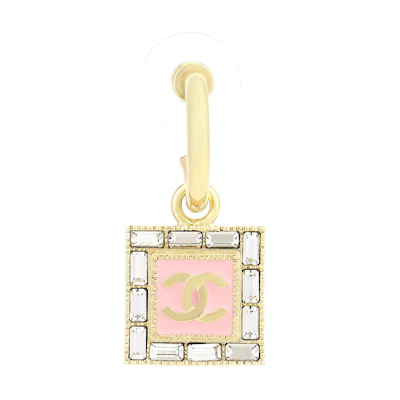 (Women) CHANEL Logo Metal Resin Rhinestone Earrings for Women - Pink. ABD172-B16633-NY050