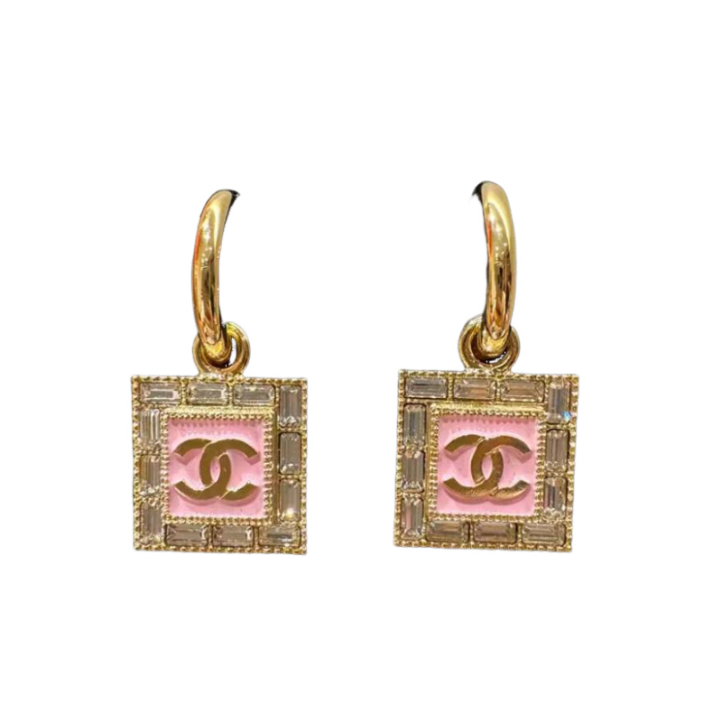 (Women) CHANEL Logo Metal Resin Rhinestone Earrings for Women - Pink. ABD172-B16633-NY050 圖 3