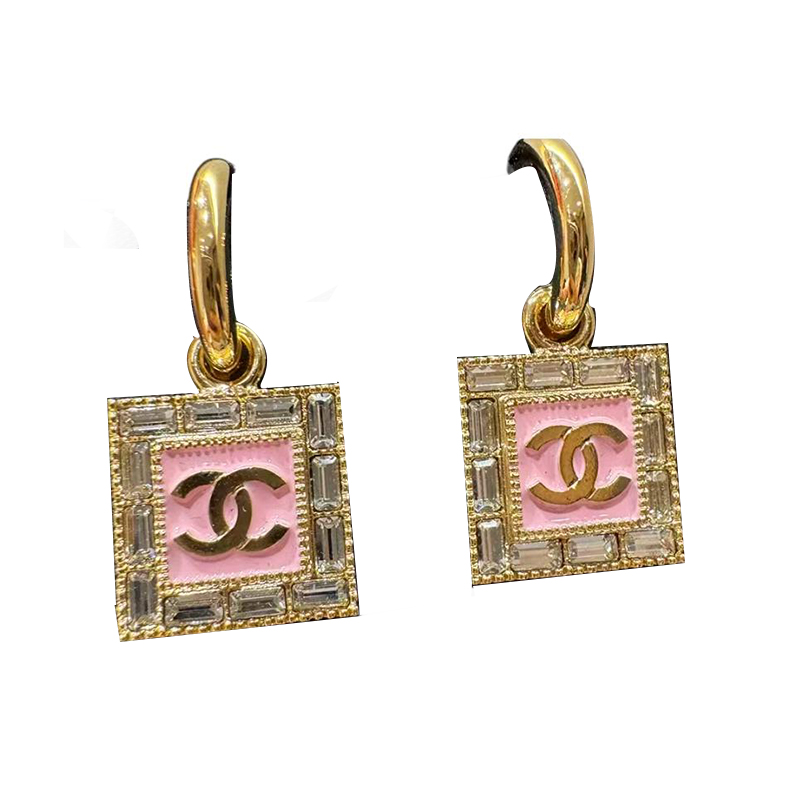 (Women) CHANEL Logo Metal Resin Rhinestone Earrings for Women - Pink. ABD172-B16633-NY050 圖 4