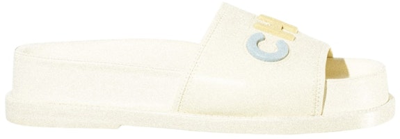 (Women) Chanel Logo Mule Sandal Ivory Leather G38933-X56443-K3919 (Women) Chanel Logo Mule Sandal Ivory Leather G38933-X56443-K3919