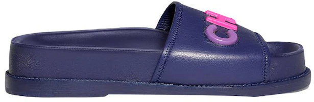Order (W) Sandalia Mule de Cuero Azul Marino con Logo Chanel G38933-X56443-K3920