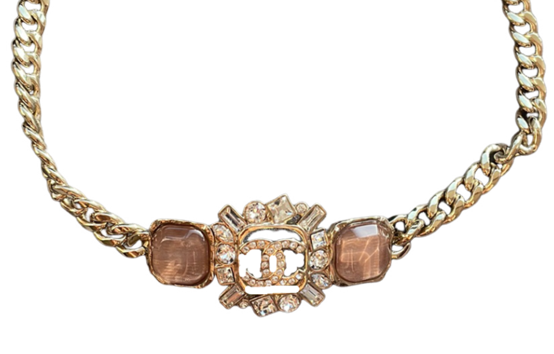 (Women) CHANEL Logo Pendant Necklace for Women - Gold Glass Design. ABA252B10375NM994 圖 2