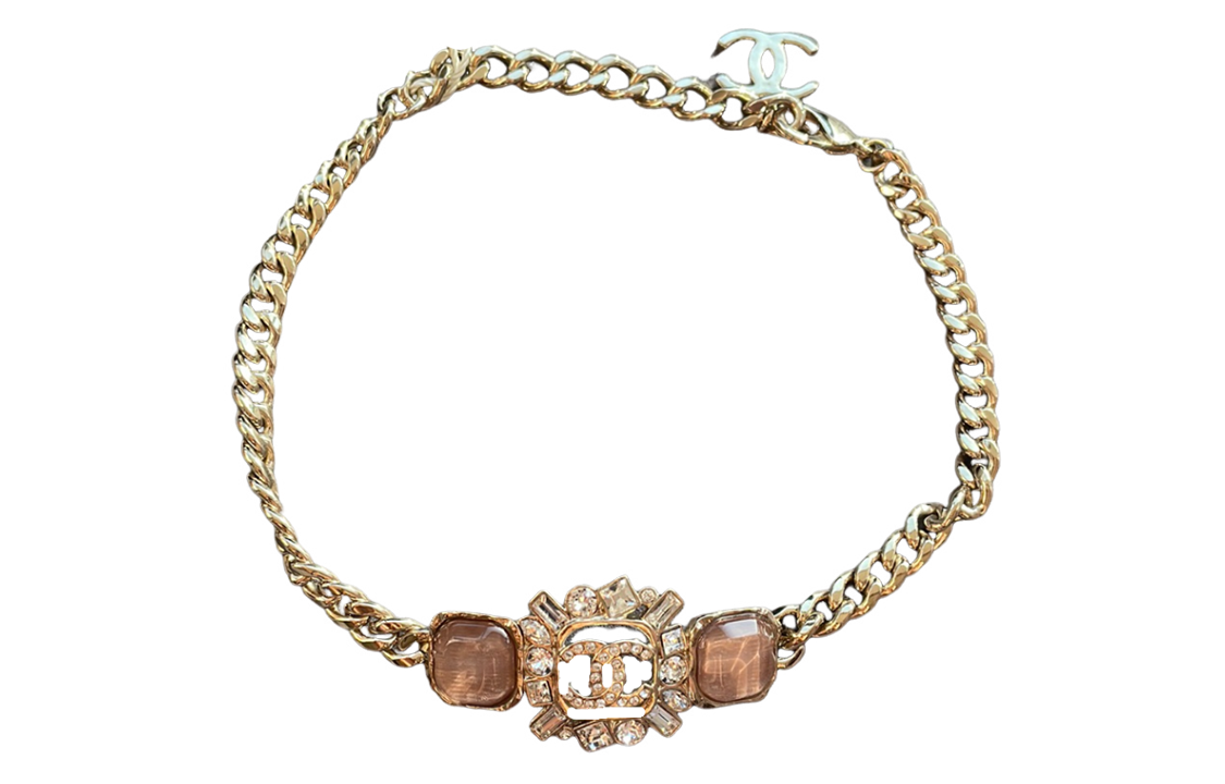 (Women) CHANEL Logo Pendant Necklace for Women - Gold Glass Design. ABA252B10375NM994 圖 3