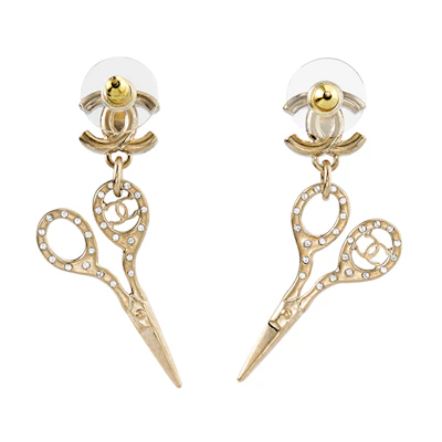 (Women) CHANEL Logo Scissor-Shaped Metal Earrings for Women. AB5928-B05184-NB603