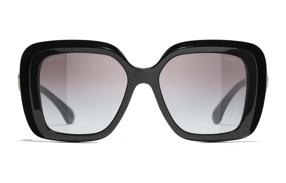 (Women) CHANEL Logo Square Sunglasses for Women - Black. CH5518