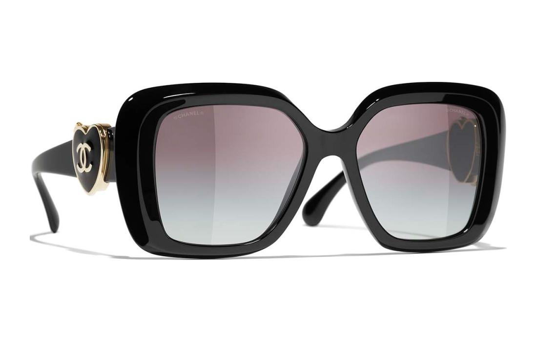 (Women) CHANEL Logo Square Sunglasses for Women - Black. CH5518 圖 3