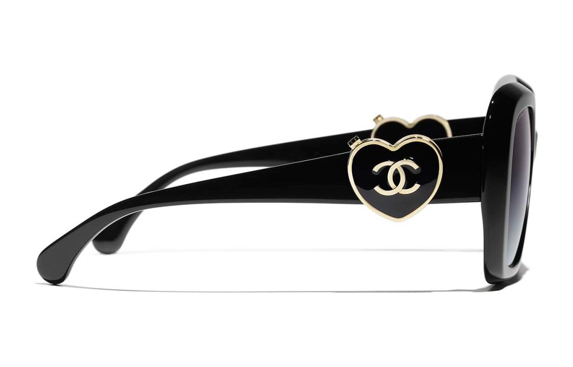 (Women) CHANEL Logo Square Sunglasses for Women - Black. CH5518 圖 4