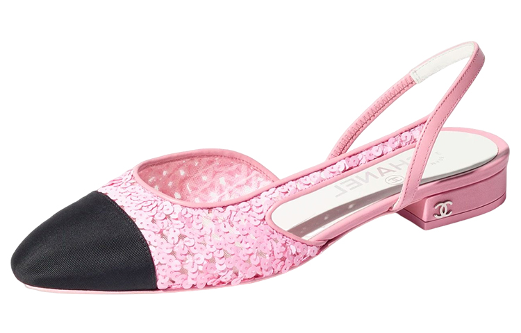 (W) Chanel Low-Top Sneaker 'Pink Sequin Cotton and Floral Lace Logo'