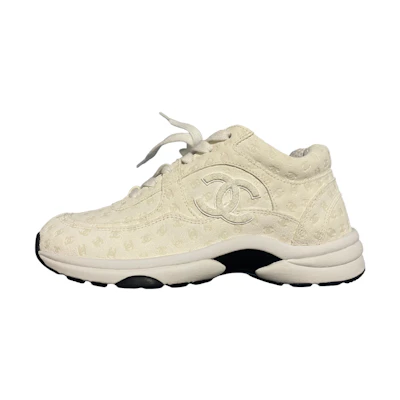 (W) Chanel Low-Top Sneaker 'Printed Ribbon Beige Yellow'