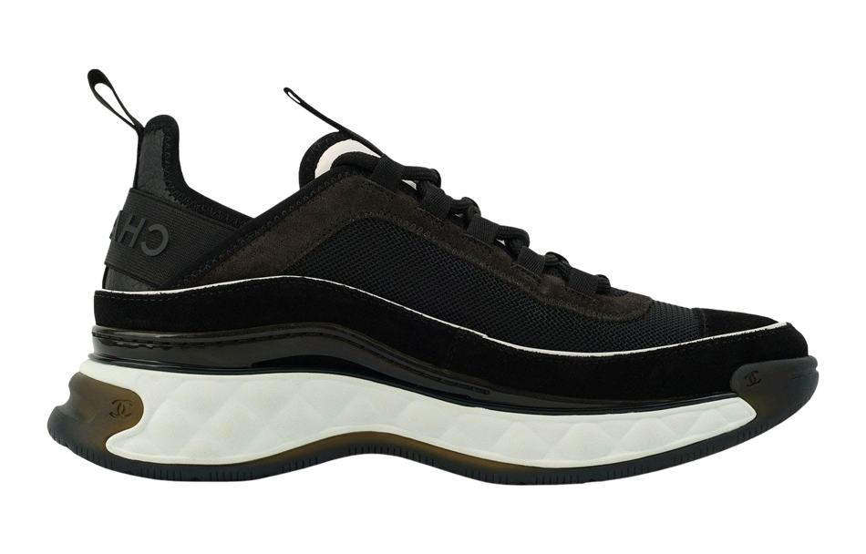 Order (W) 香奈儿低帮布料小牛皮翻毛皮效果运动鞋“黑色” G39070-Y55826-K4284