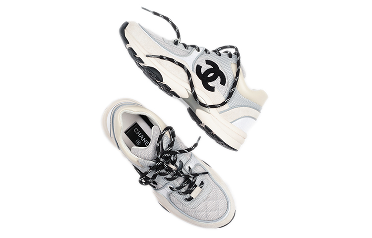 (W) Chanel Low Top Trainer Gray White 圖 2