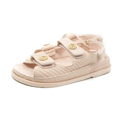 (W) Chanel Magic Tape Flat 'Light Pink Fashion Slide'