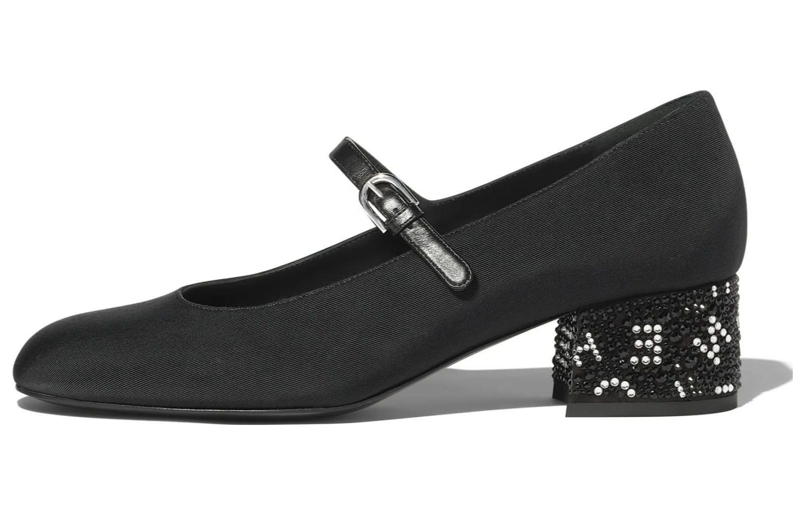 Buy (W) 香奈儿玛丽珍鞋 4.5厘米'舒适简单黑色粗跟' G45473-B15306-NU665