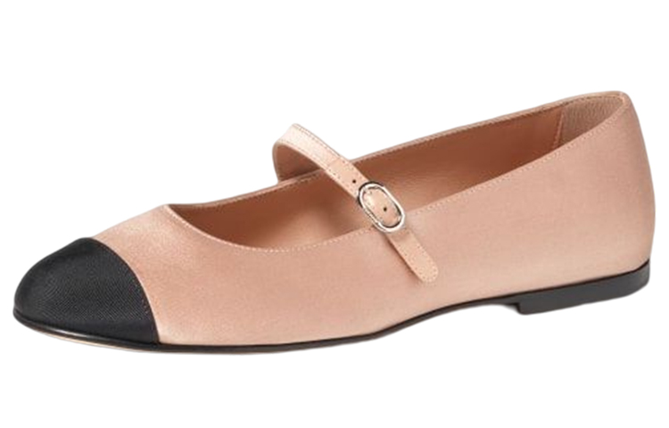 Buy (W) 香奈儿玛丽珍鞋“米色黑色缎布拼接” G38897-Y56456-K5585