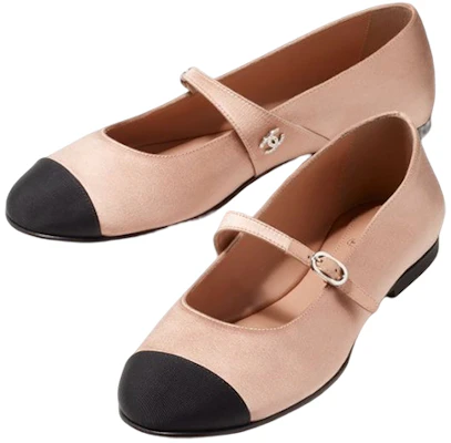 (W) 香奈儿玛丽珍鞋“米色黑色缎布拼接” G38897-Y56456-K5585 Lookbook (W) 香奈儿玛丽珍鞋“米色黑色缎布拼接” G38897-Y56456-K5585