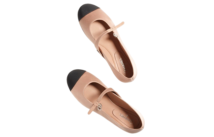 Shop (W) 香奈儿玛丽珍鞋“米色黑色缎布拼接” G38897-Y56456-K5585