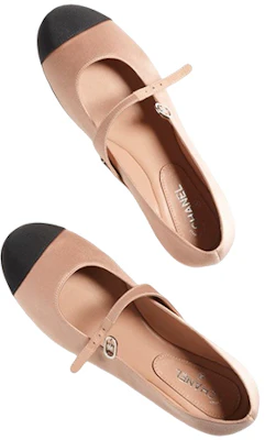 (W) 香奈儿玛丽珍鞋“米色黑色缎布拼接” G38897-Y56456-K5585 Shop (W) 香奈儿玛丽珍鞋“米色黑色缎布拼接” G38897-Y56456-K5585