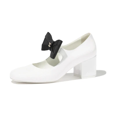 (W) Chanel Mary Jane 'Patent Leather White'
