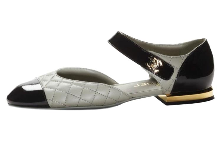 Buy (W) Chanel Sepatu Block Heels Mary Jane Hitam Abu 'Nyaman Minimalis Prancis' G38441-B13220-NP021