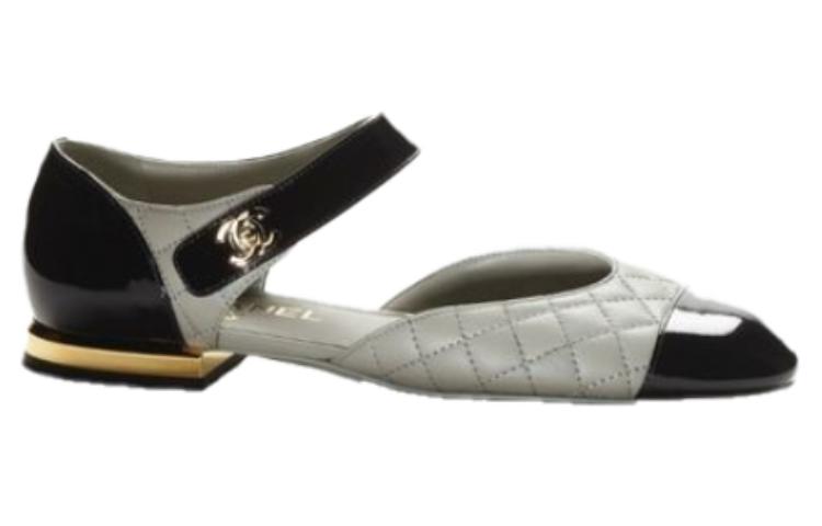 Order (W) Chanel Sepatu Block Heels Mary Jane Hitam Abu 'Nyaman Minimalis Prancis' G38441-B13220-NP021