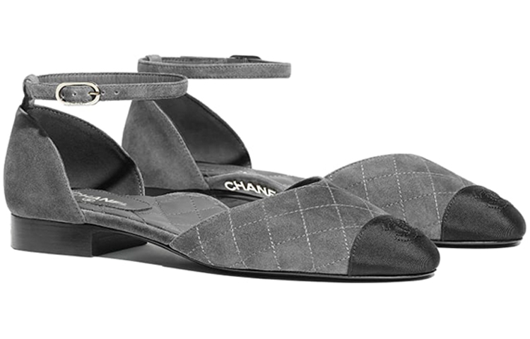 Shop (W) Chanel Ballerine Mary Jane ''Punta a Punta Nero Grigio con Fibbia alla Moda'' G36048-Y51052-C1378