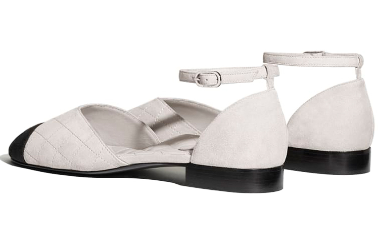 Shop (W) シャネル メリージェーン フラット ライトグレー G36048-Y51052-C2632