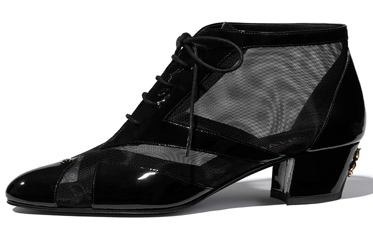 (Women) Chanel Mesh and Patent Calfskin Lace-Up 'Black' G35873-Y53757-94305