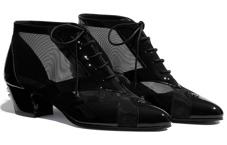 (W) Chanel Mesh and Patent Calfskin Lace-Up 'Black' 圖 2