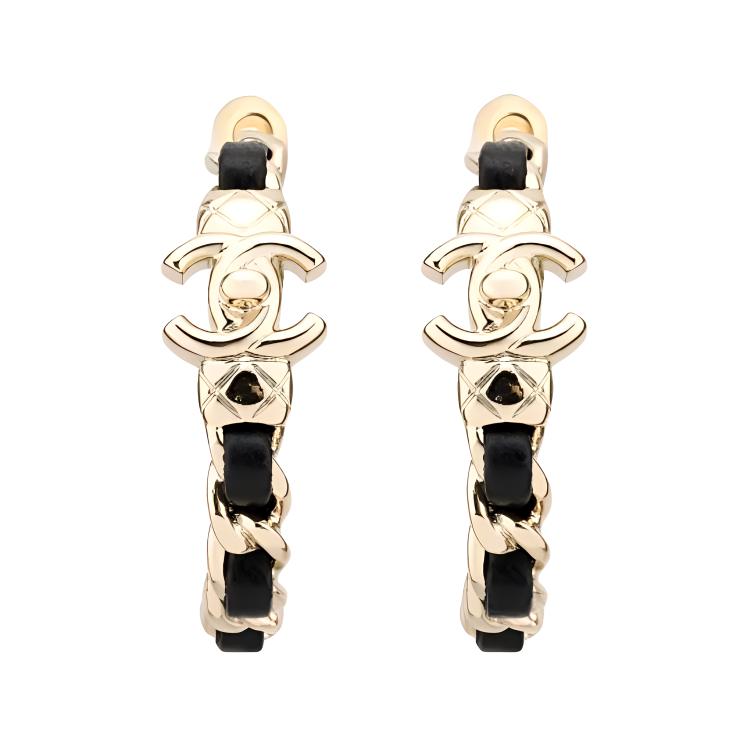 (Women) CHANEL Metal-Embellished Leather Earrings. AB6168-B05547-NC155