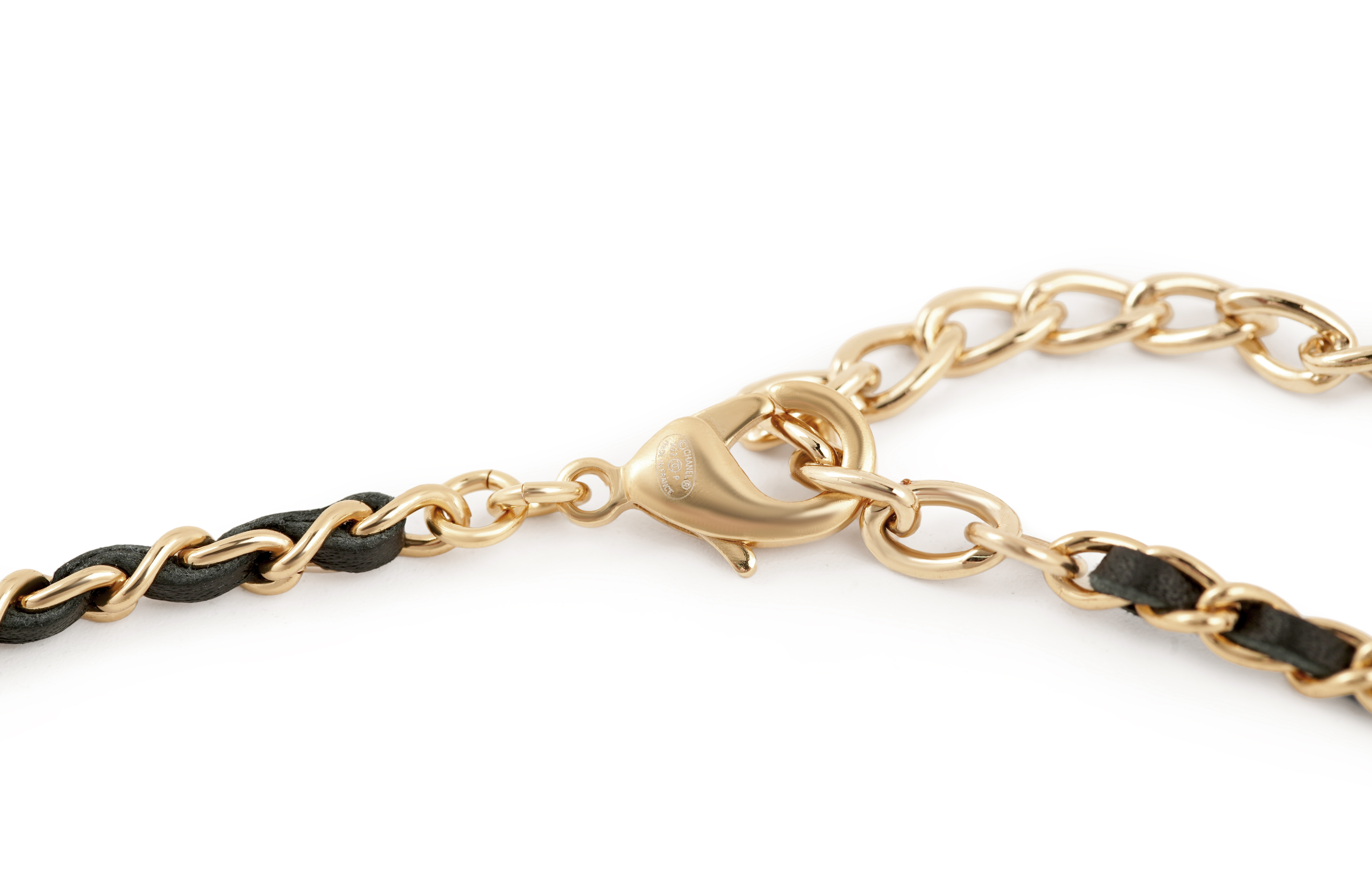 (Women) CHANEL Metal & Calfskin Double C Heart Necklace Black Gold  Jewelry AB8139-B07862-NH376 圖 3