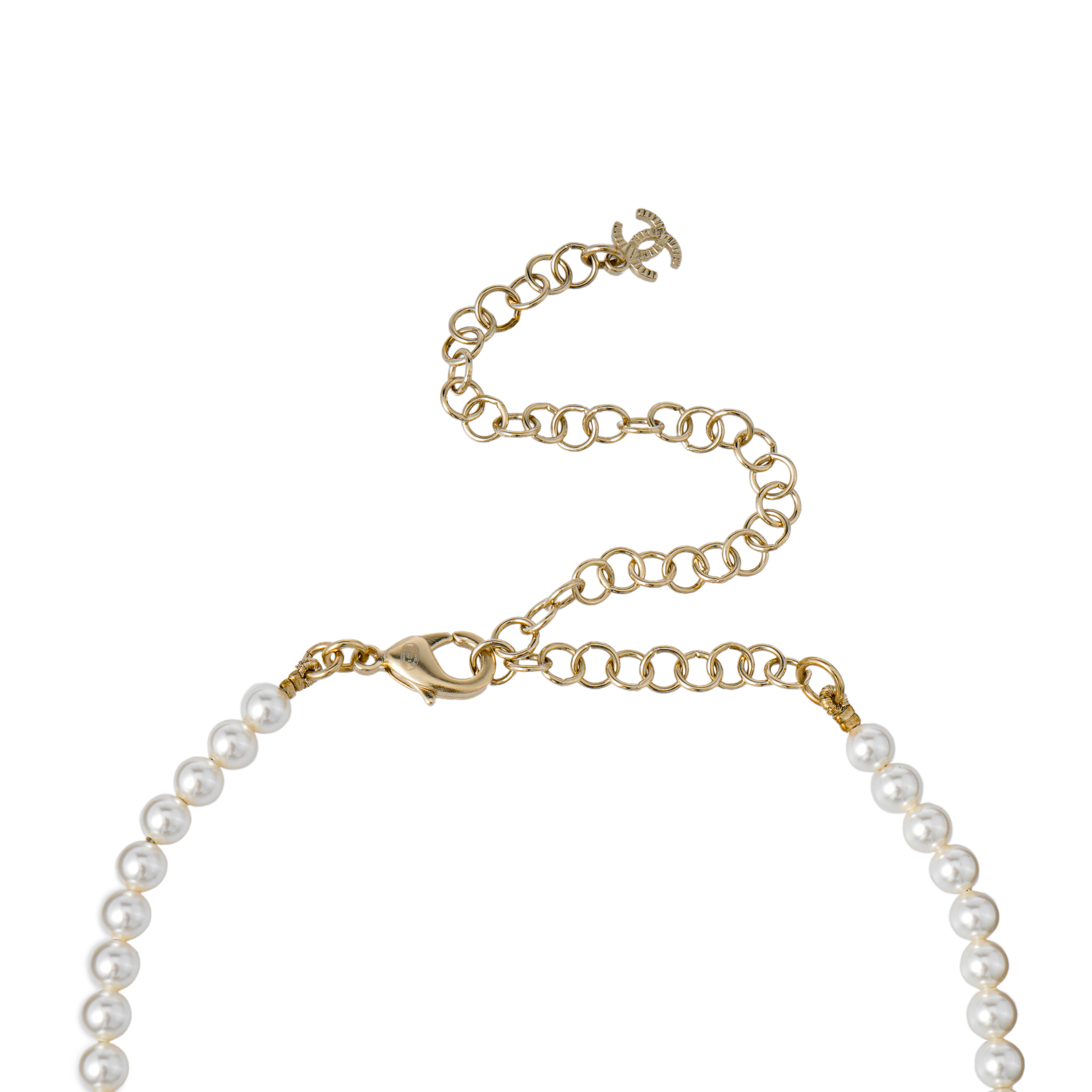 (Women) CHANEL Metal Bow Glass Pearl Choker Necklace Gold/Black  Jewelry AB8496-B08183-NI326 圖 5