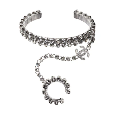 (Women) CHANEL Metal Bracelet with Rhinestones and Mother-of-Pearl. AB7144-B06755-NF457